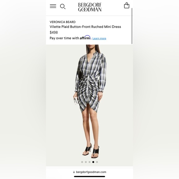 New Veronica Beard Vilette Plaid Button-Front Ruched Mini Dress size 4 - Picture 5 of 11